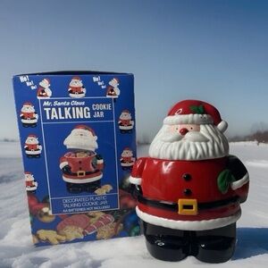 Santa Claus Talking Cookie Jar ALCO Acrylic Vintage Christmas Collectible Tested
